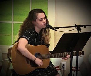 18 year old sharing her gifts at senior outreach Music share 2018